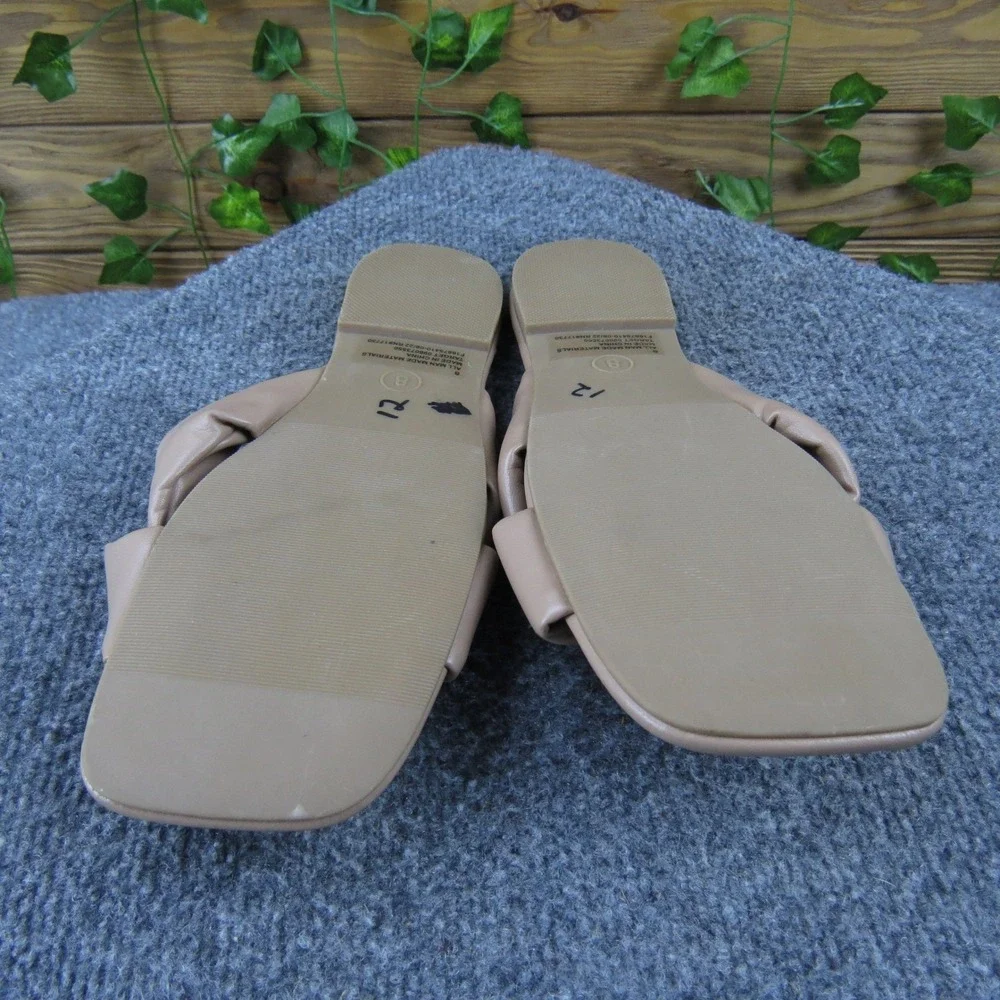 A New Day Women's Tan Twist‎ Strap Slide Sandals Size 8 Casual Stylish